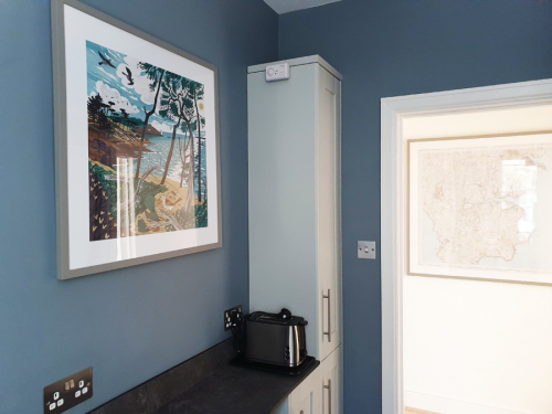 The kitchen towards the door showing the local OS map